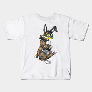 Bobtail BunnyCat: Tortie-Tabby (Black) Kids T-Shirt